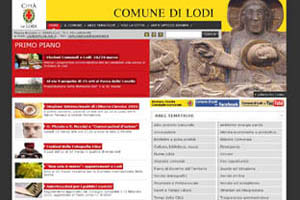 Pagina iniziale del sito Comune di Lodi, con logo accessibilit� nel footer
