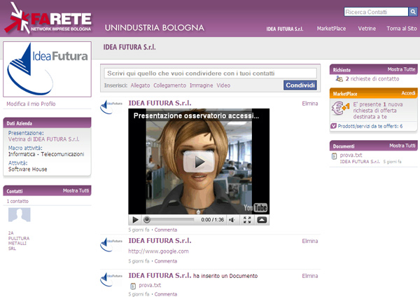 Immagine del front end di visualizzazione del modulo Social Network