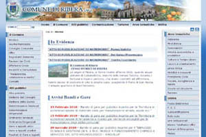 Homepage del sito Comune di Ribera (AG)