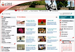 Pagina iniziale del sito del Comune di Lucca
