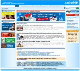 Pagina iniziale del portale UNICEF realizzato con FlexCMP