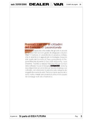 Articolo da "Dealer & Var" di settembre 2006 in formato PDF non accessibile