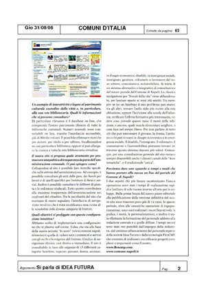 Articolo da "Comuni d'Italia" pagina 2 di agosto 2006 in formato PDF non accessibile