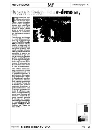 Articolo da "Milano Finanza" di ottobre 2006 in formato PDF non accessibile