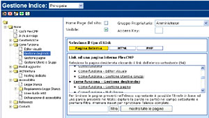 Schermata del pannello di Gestione Indici di FlexCMP