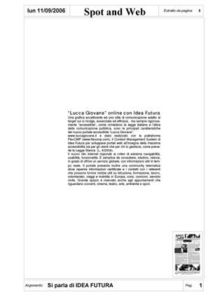 Articolo da "Spot and Web" di settembre 2006 pagina 1 in formato PDF non accessibile
