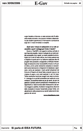 Immagine dell'Articolo da e-GOV di giugno 2006 pagina 2