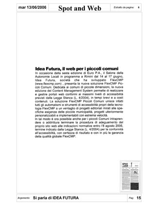 Articolo da "Spot and Web" di giugno 2006 in formato PDF non accessibile
