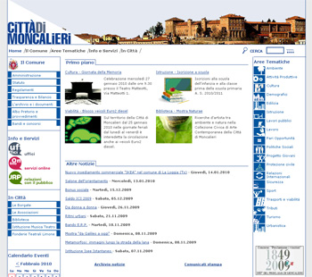Pagina iniziale del Comune di Moncalieri