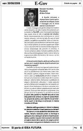 Immagine dell'Articolo da e-GOV di giugno 2006 pagina 1