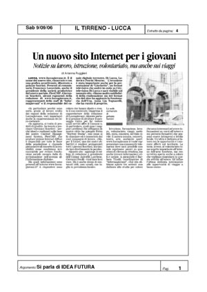 Articolo da "Il Tirreno-Lucca" di settembre 2006 pagina 1 in formato PDF non accessibile