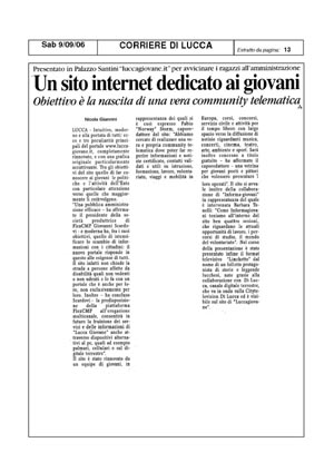Articolo da "Corriere di Lucca" di settembre 2006 pagina 1 in formato PDF non accessibile