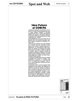 Articolo da "SpotAndWeb" di ottobre 2006 in formato PDF non accessibile
