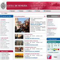 Pagina iniziale del nuovo portale del Comune di Venezia