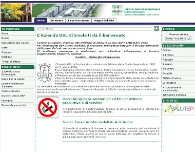 Immagine che riproduce la Home Page della AUSL di Imola