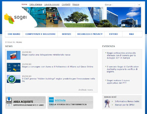 pagina iniziale del portale di SOGEI S.p.A.