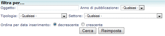 Interfaccia di Consultazione/Filtraggio Atti