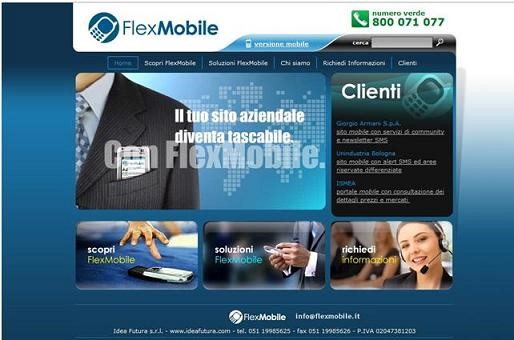 Homepage del sito FlexMobile (modalità Web)