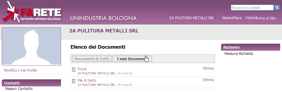 Elenco Documenti pubblicati all'interno della propria rete di contatti