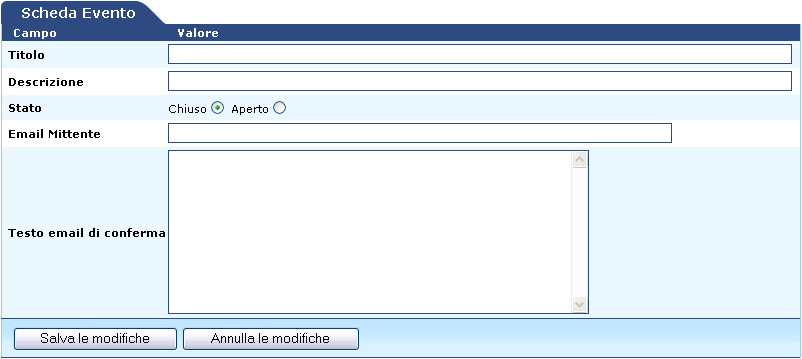 La Scheda “Evento”