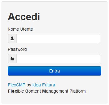 Maschera di login all’area amministrativa di FlexCMP