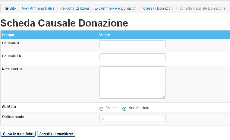 La Scheda “Causale Donazione”