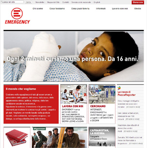 Homepage dal sito Emergency