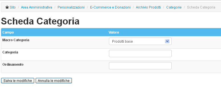 La Scheda “Categoria"