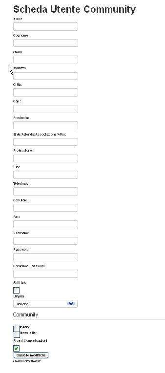 La Scheda “Utente di Community”