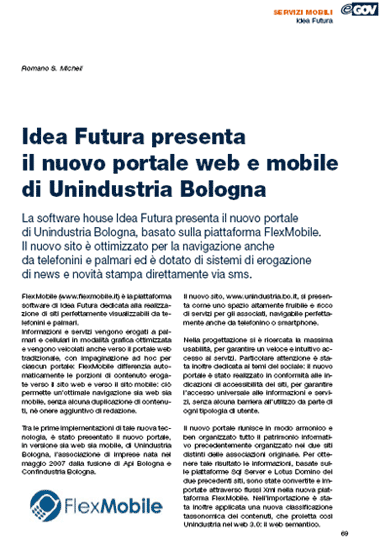 Immagine dell'articolo da "E-Gov" di Novembre 2007