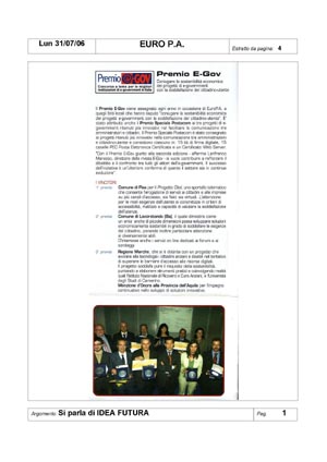 Immagine dell'Articolo da e-GOV di luglio 2006