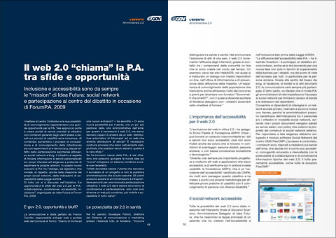 Immagine dell'articolo da "E-Gov" di Luglio 2009