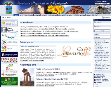 Immagine che riproduce la Home Page della Provincia di Agrigento