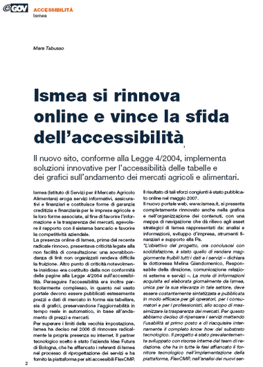 Immagine dell'articolo da "E-Gov" di settembre 2007