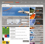 Homepage del nuovo sito Livingston - Lauda Air  
