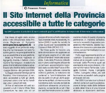 Immagine dell'Articolo Nuove Ipotesi di Gennaio Febbraio 2005