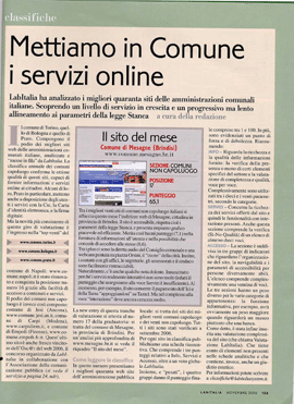 Immagine dell'articolo da LabItalia di novembre 2006
