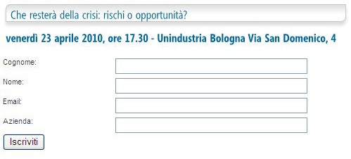 Esempio di form di iscrizione dal sito Unindustria Bologna