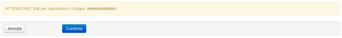 Richiesta di conferma per l'eliminazione del gruppo