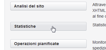 Menù attraverso il quale è possibile visualizzare le statistiche