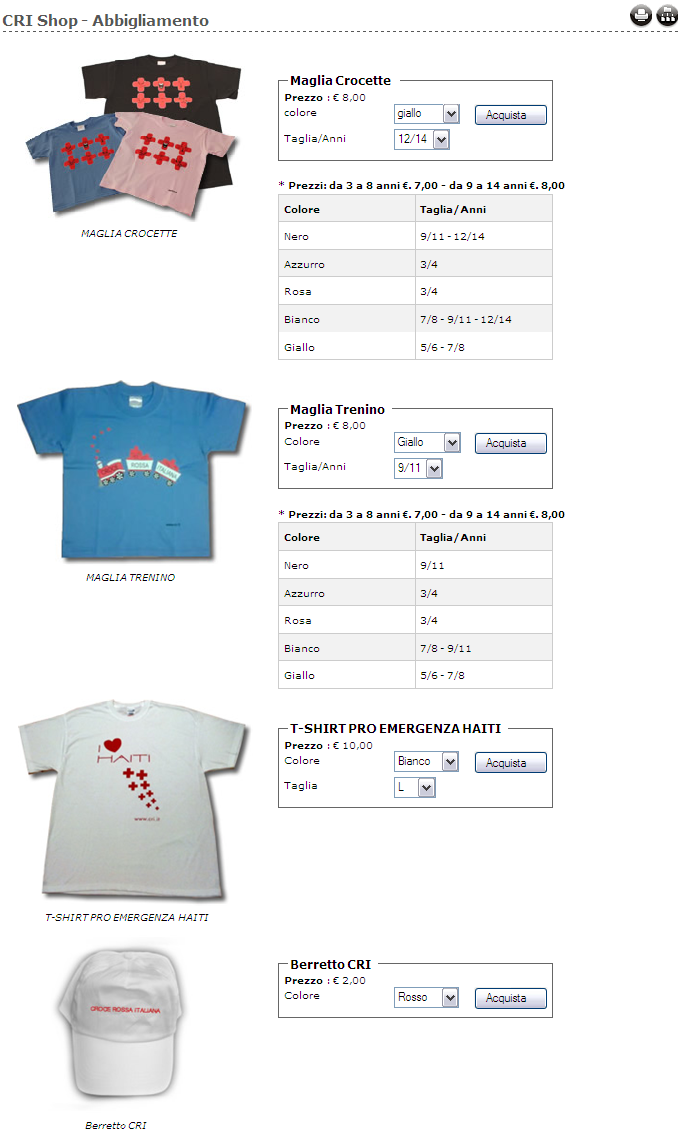 Esempio di applicazione del Modulo E-Commerce: CRI Shop