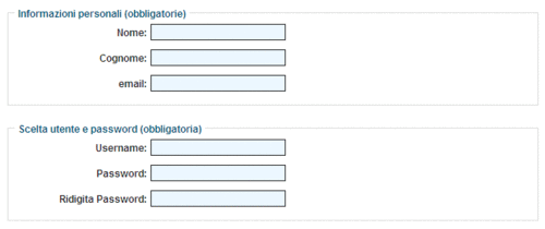 immagine del front end di iscrizione alla newsletter di regione emilia romagna con i campi obbligatori